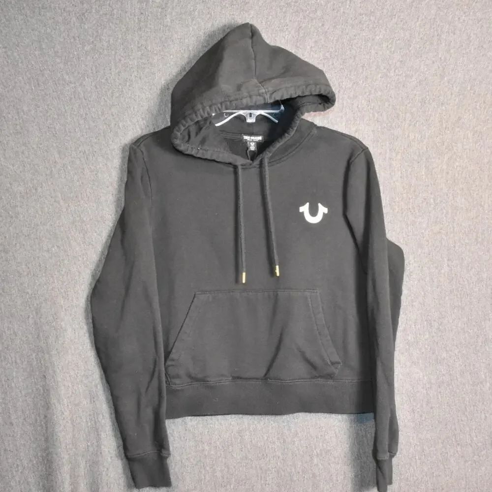 True Religion Men's Large Pullover Hoodie Starry Buddha Black